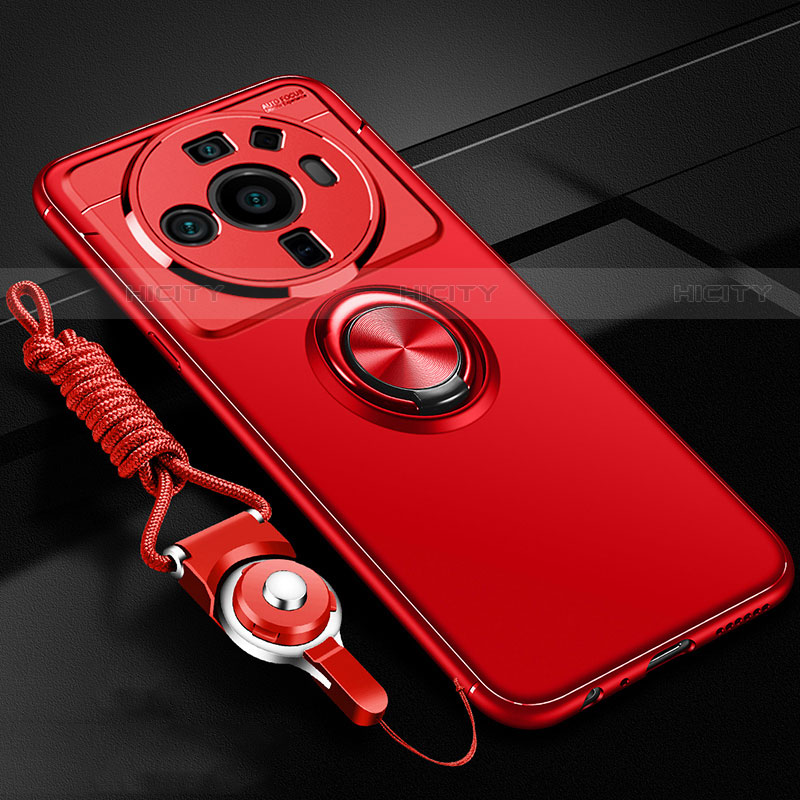 Custodia Silicone Ultra Sottile Morbida Cover con Magnetico Anello Supporto A05 per Xiaomi Mi 12 Ultra 5G Rosso