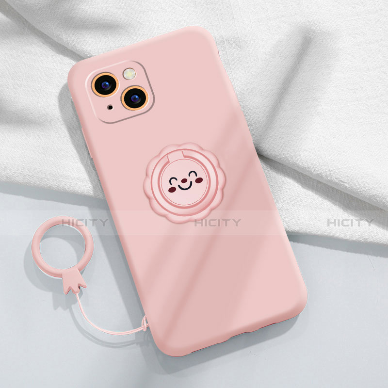 Custodia Silicone Ultra Sottile Morbida Cover con Magnetico Anello Supporto A06 per Apple iPhone 13 Mini