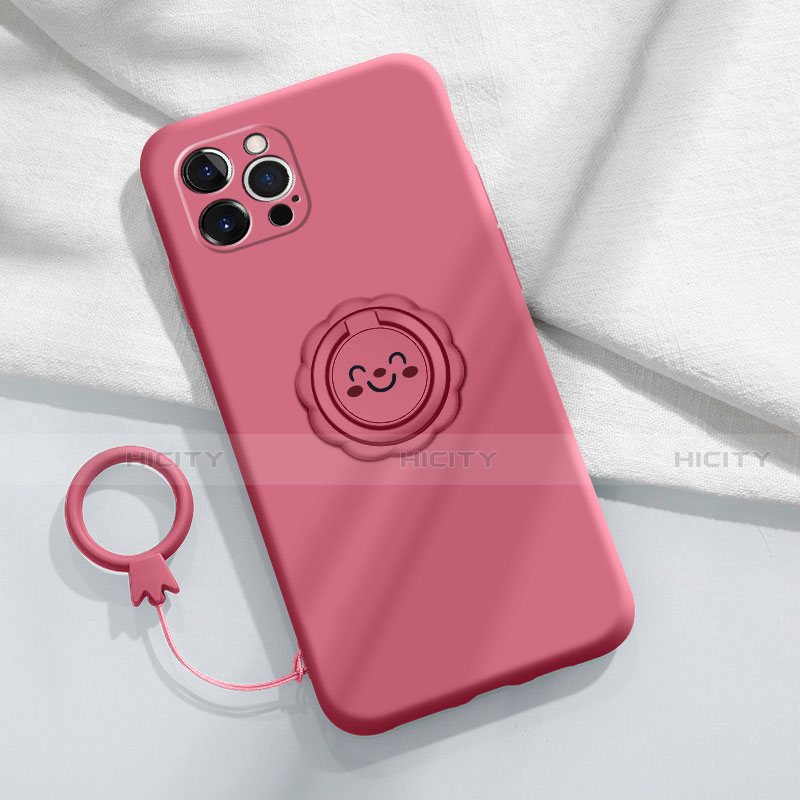 Custodia Silicone Ultra Sottile Morbida Cover con Magnetico Anello Supporto A06 per Apple iPhone 13 Pro