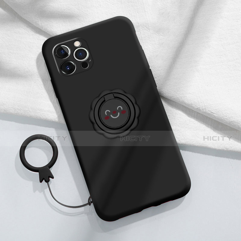 Custodia Silicone Ultra Sottile Morbida Cover con Magnetico Anello Supporto A06 per Apple iPhone 14 Pro Max