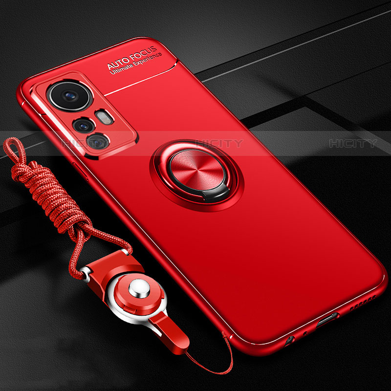 Custodia Silicone Ultra Sottile Morbida Cover con Magnetico Anello Supporto A06 per Xiaomi Mi 12 Lite 5G Rosso