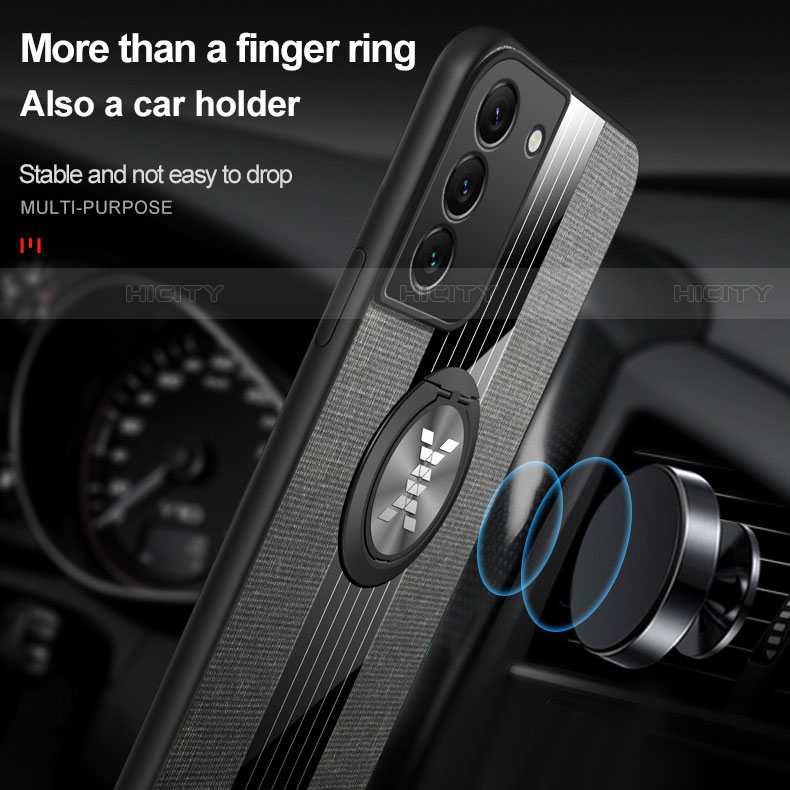 Custodia Silicone Ultra Sottile Morbida Cover con Magnetico Anello Supporto A07 per Samsung Galaxy S21 FE 5G