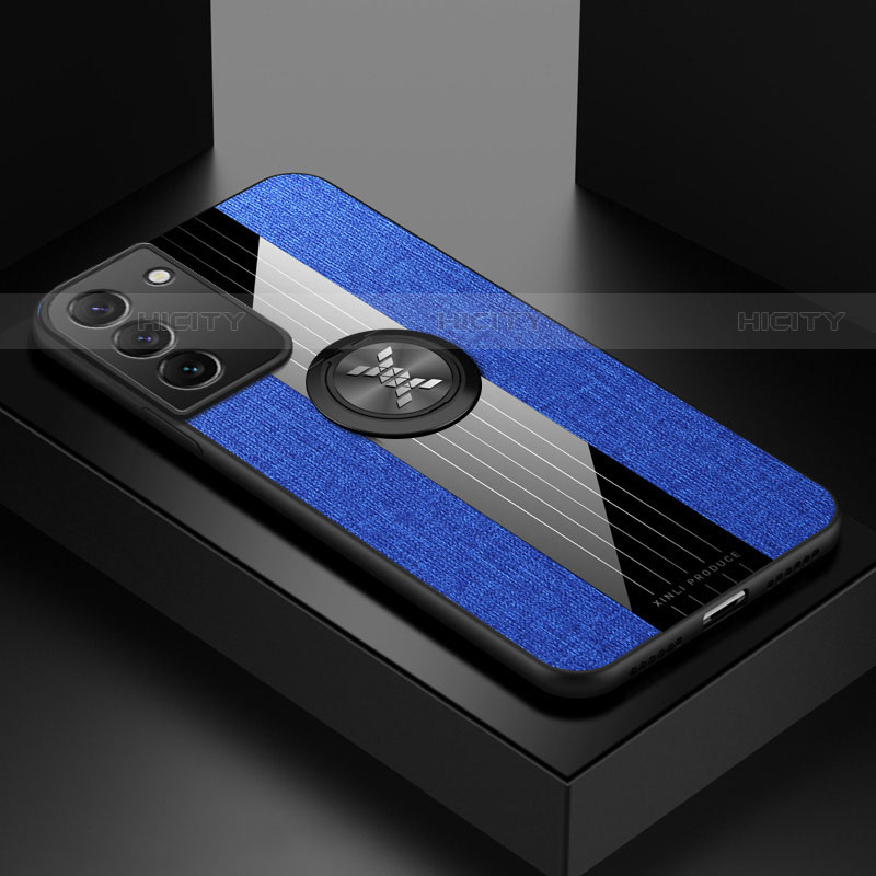 Custodia Silicone Ultra Sottile Morbida Cover con Magnetico Anello Supporto A07 per Samsung Galaxy S23 Plus 5G Blu