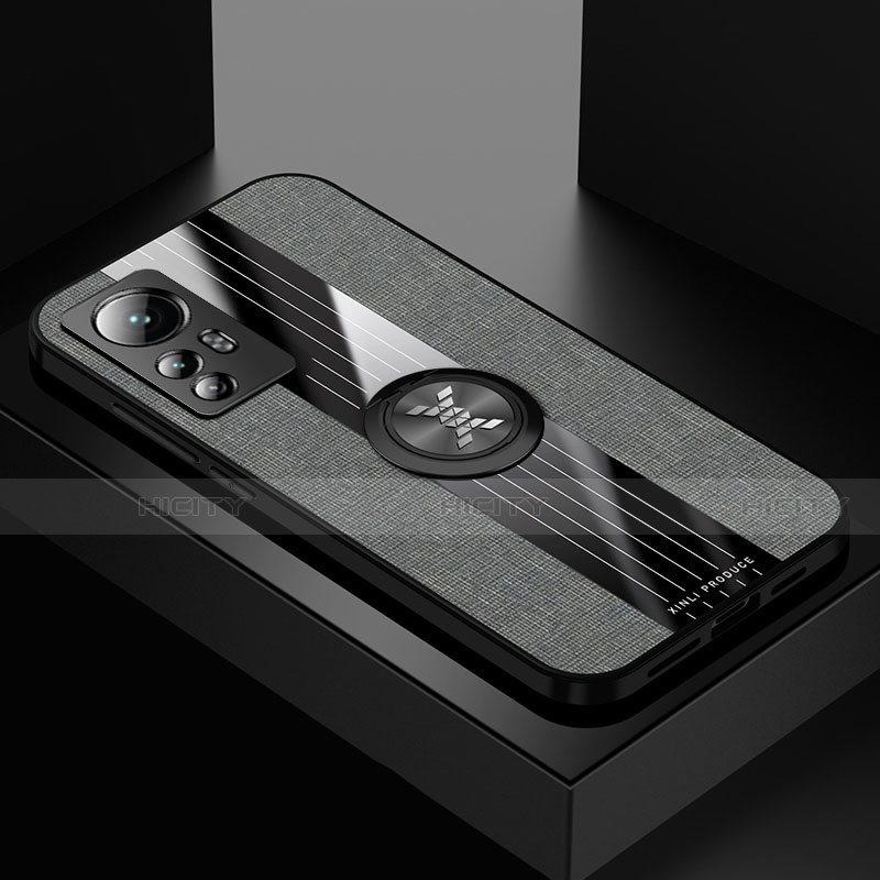 Custodia Silicone Ultra Sottile Morbida Cover con Magnetico Anello Supporto A07 per Xiaomi Mi 12 5G Grigio