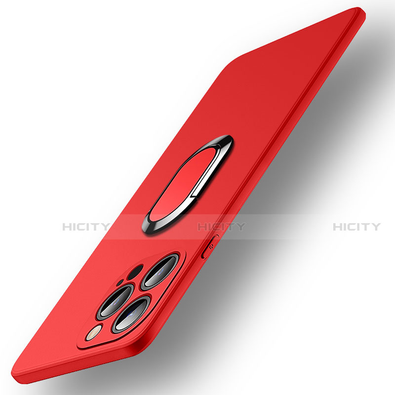 Custodia Silicone Ultra Sottile Morbida Cover con Magnetico Anello Supporto A09 per Apple iPhone 14 Pro Rosso