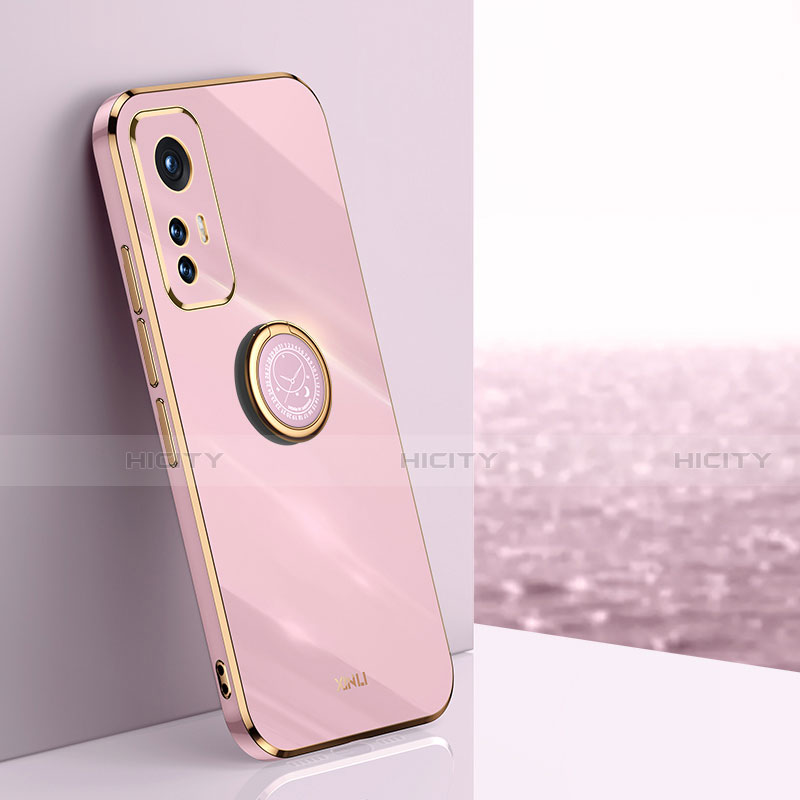 Custodia Silicone Ultra Sottile Morbida Cover con Magnetico Anello Supporto A10 per Xiaomi Mi 12 5G Rosa