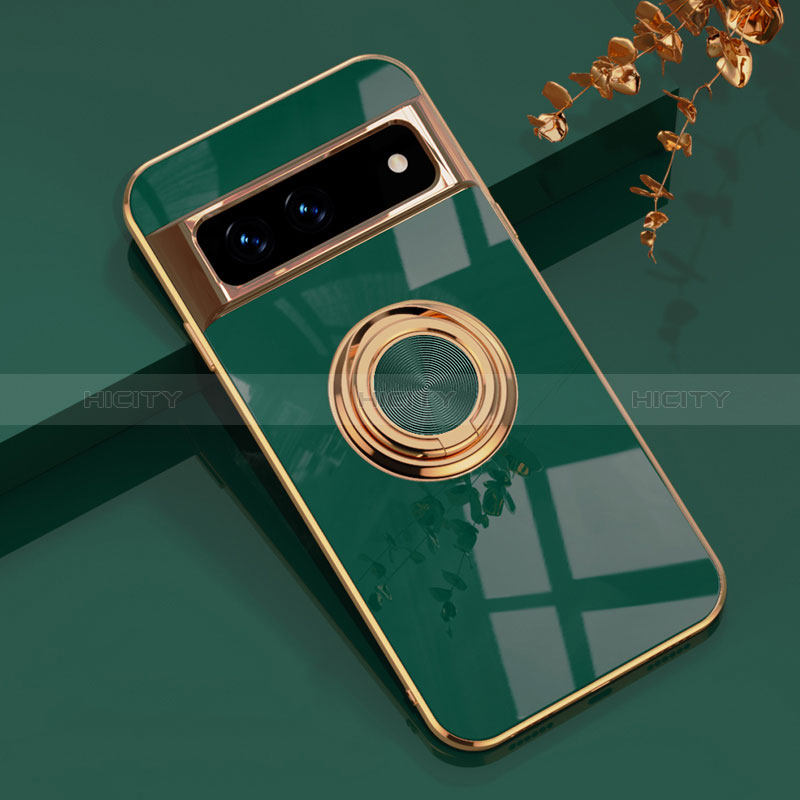 Custodia Silicone Ultra Sottile Morbida Cover con Magnetico Anello Supporto AN1 per Google Pixel 7a 5G Verde