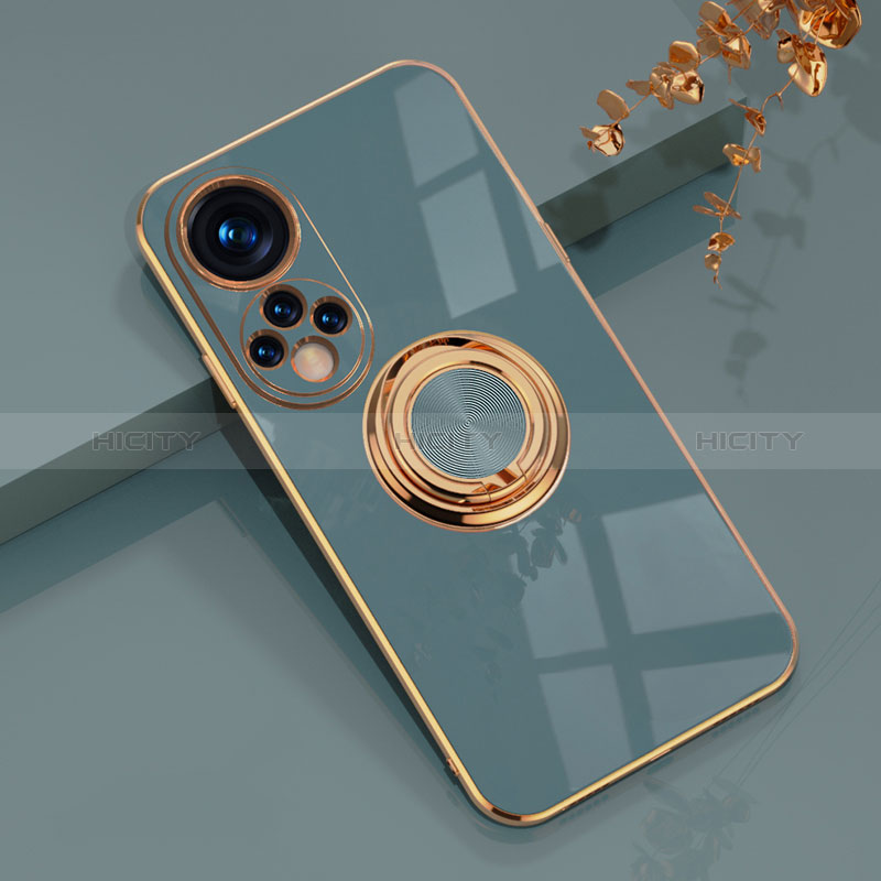 Custodia Silicone Ultra Sottile Morbida Cover con Magnetico Anello Supporto AN1 per Huawei Honor 50 Pro 5G Grigio Lavanda