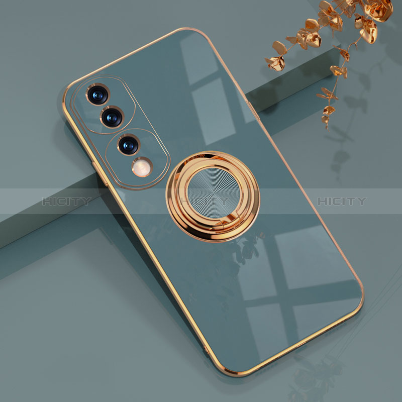 Custodia Silicone Ultra Sottile Morbida Cover con Magnetico Anello Supporto AN1 per Huawei Honor 70 Pro 5G Grigio Lavanda