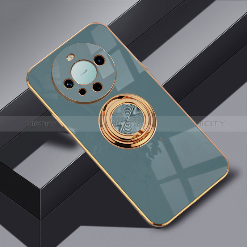 Custodia Silicone Ultra Sottile Morbida Cover con Magnetico Anello Supporto AN1 per Huawei Mate 60 Pro