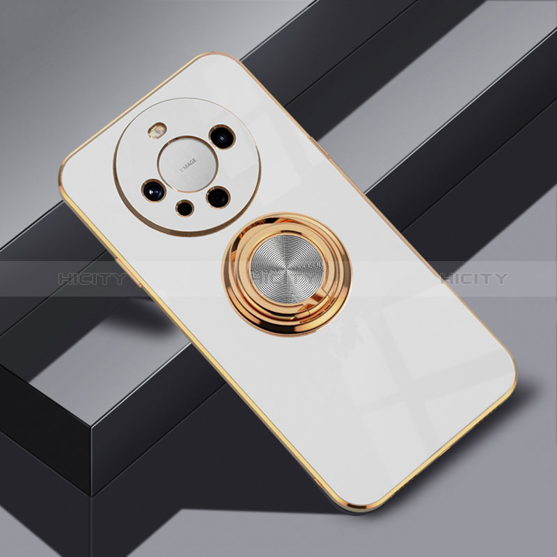 Custodia Silicone Ultra Sottile Morbida Cover con Magnetico Anello Supporto AN1 per Huawei Mate 60 Pro+ Plus