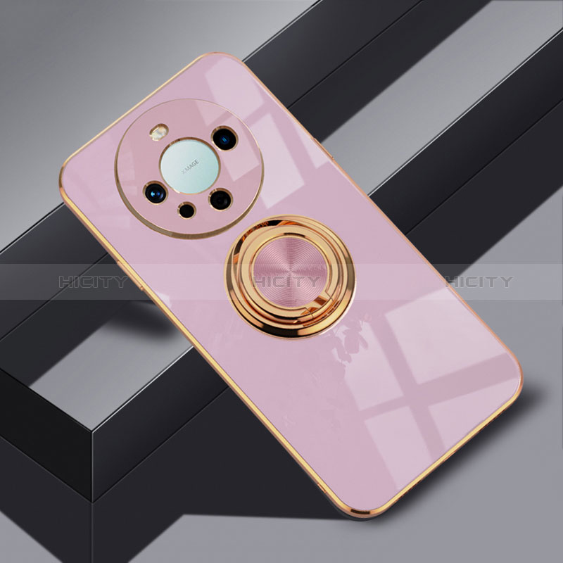 Custodia Silicone Ultra Sottile Morbida Cover con Magnetico Anello Supporto AN1 per Huawei Mate 60 Pro+ Plus Lavanda