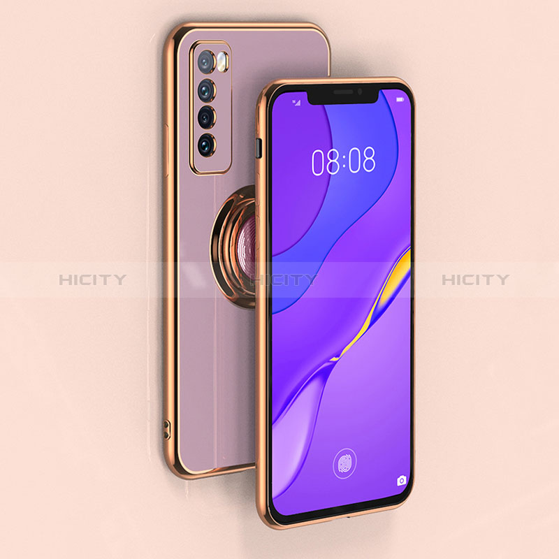 Custodia Silicone Ultra Sottile Morbida Cover con Magnetico Anello Supporto AN1 per Huawei Nova 7 5G