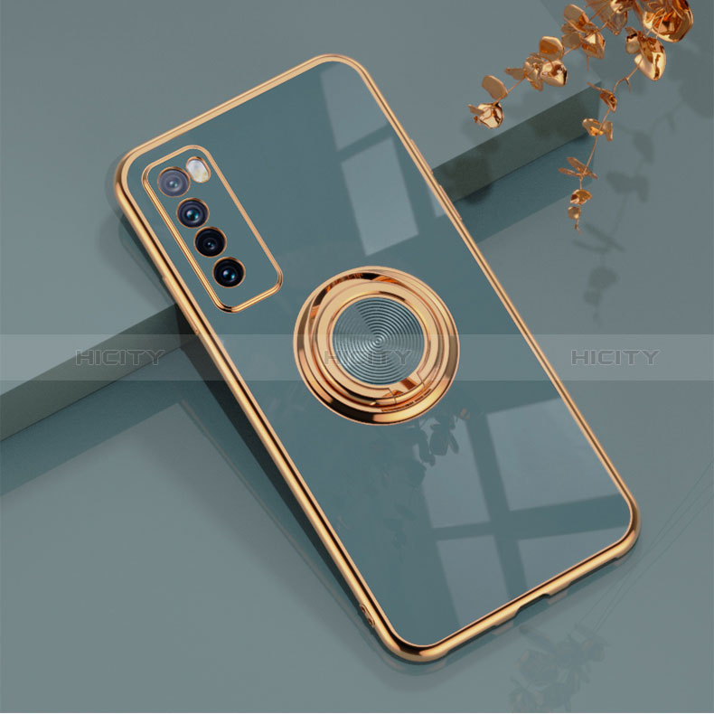 Custodia Silicone Ultra Sottile Morbida Cover con Magnetico Anello Supporto AN1 per Huawei Nova 7 5G