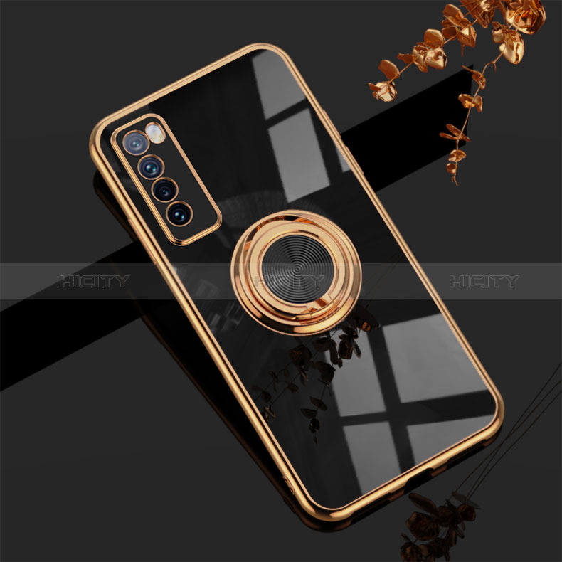 Custodia Silicone Ultra Sottile Morbida Cover con Magnetico Anello Supporto AN1 per Huawei Nova 7 5G