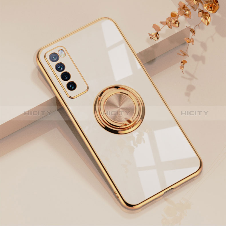 Custodia Silicone Ultra Sottile Morbida Cover con Magnetico Anello Supporto AN1 per Huawei Nova 7 5G