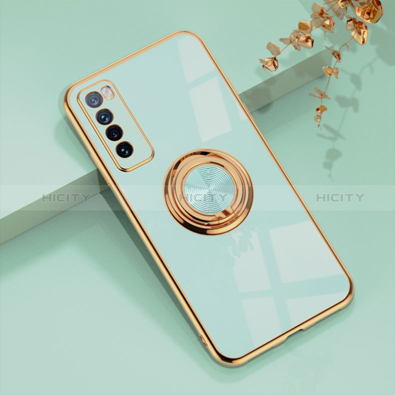 Custodia Silicone Ultra Sottile Morbida Cover con Magnetico Anello Supporto AN1 per Huawei Nova 7 5G