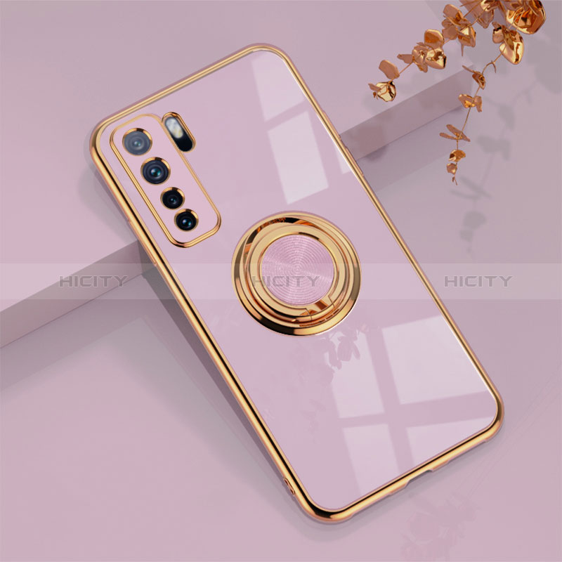 Custodia Silicone Ultra Sottile Morbida Cover con Magnetico Anello Supporto AN1 per Huawei Nova 7 SE 5G