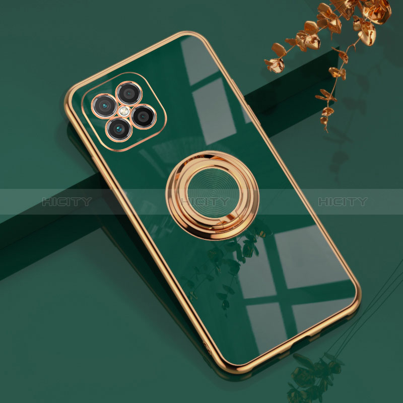 Custodia Silicone Ultra Sottile Morbida Cover con Magnetico Anello Supporto AN1 per Huawei Nova 8 SE 4G Verde Notte