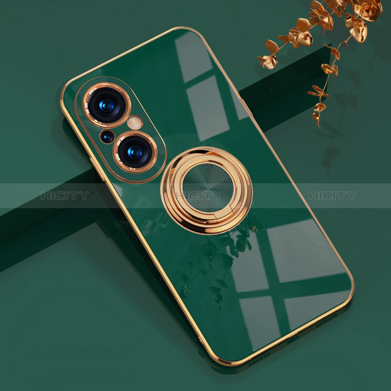 Custodia Silicone Ultra Sottile Morbida Cover con Magnetico Anello Supporto AN1 per Huawei Nova 9 SE Verde