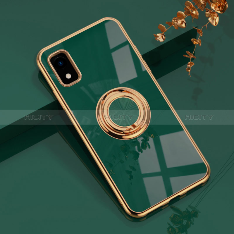 Custodia Silicone Ultra Sottile Morbida Cover con Magnetico Anello Supporto AN1 per Sharp Aquos wish3 Verde