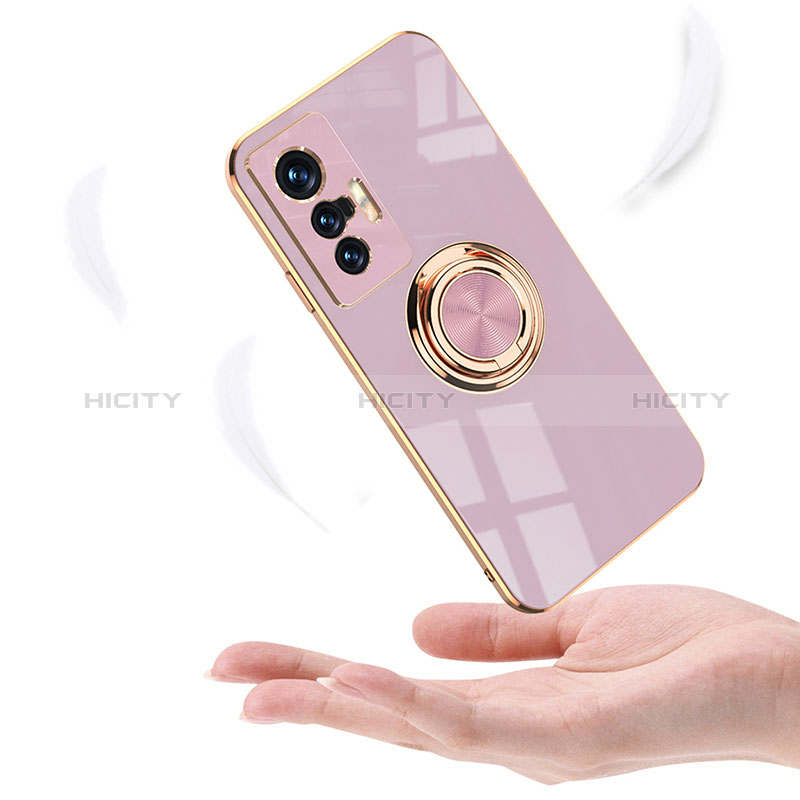 Custodia Silicone Ultra Sottile Morbida Cover con Magnetico Anello Supporto AN1 per Vivo X70 Pro+ Plus 5G