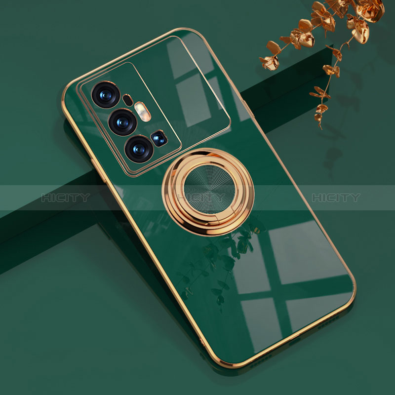 Custodia Silicone Ultra Sottile Morbida Cover con Magnetico Anello Supporto AN1 per Vivo X70 Pro+ Plus 5G Verde