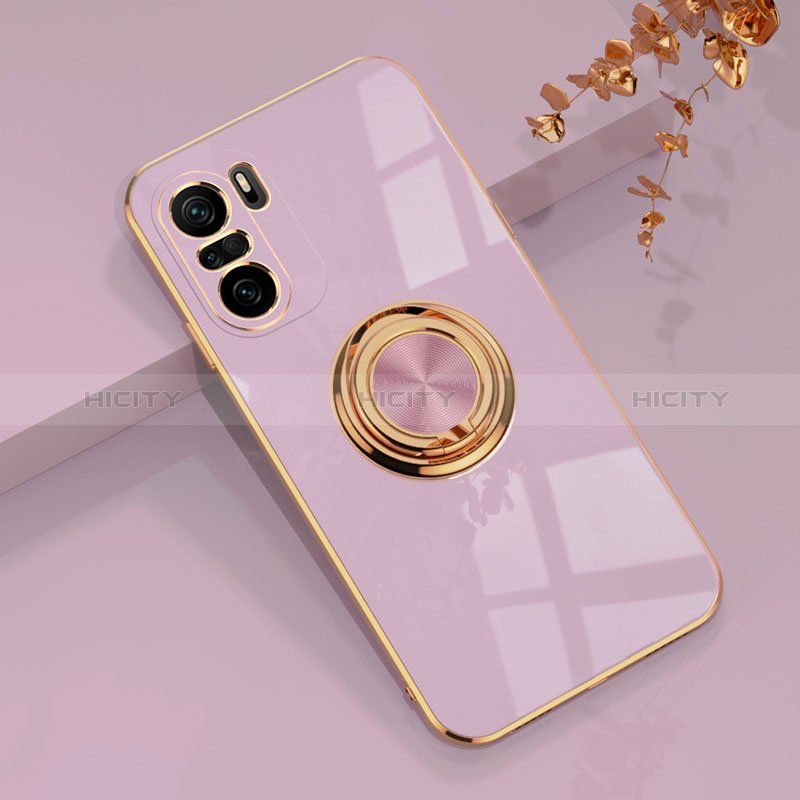 Custodia Silicone Ultra Sottile Morbida Cover con Magnetico Anello Supporto AN1 per Xiaomi Mi 11i 5G Lavanda