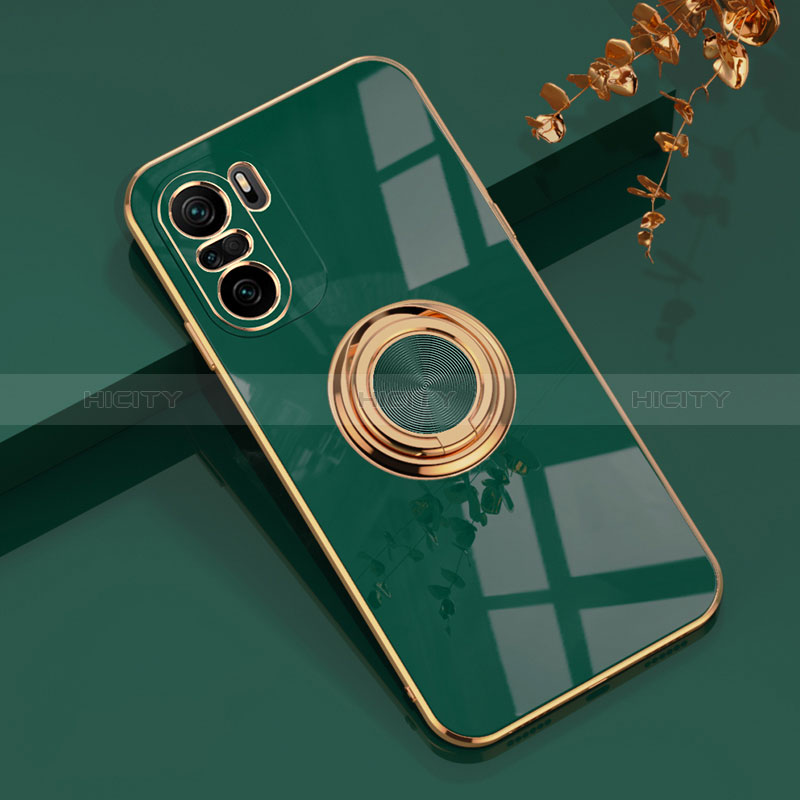 Custodia Silicone Ultra Sottile Morbida Cover con Magnetico Anello Supporto AN1 per Xiaomi Mi 11X 5G Verde