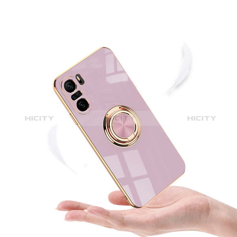 Custodia Silicone Ultra Sottile Morbida Cover con Magnetico Anello Supporto AN1 per Xiaomi Poco F3 5G