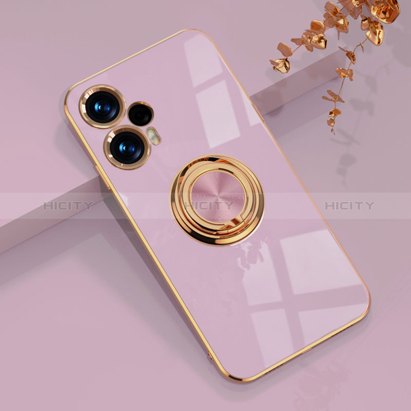 Custodia Silicone Ultra Sottile Morbida Cover con Magnetico Anello Supporto AN1 per Xiaomi Poco F5 5G Lavanda