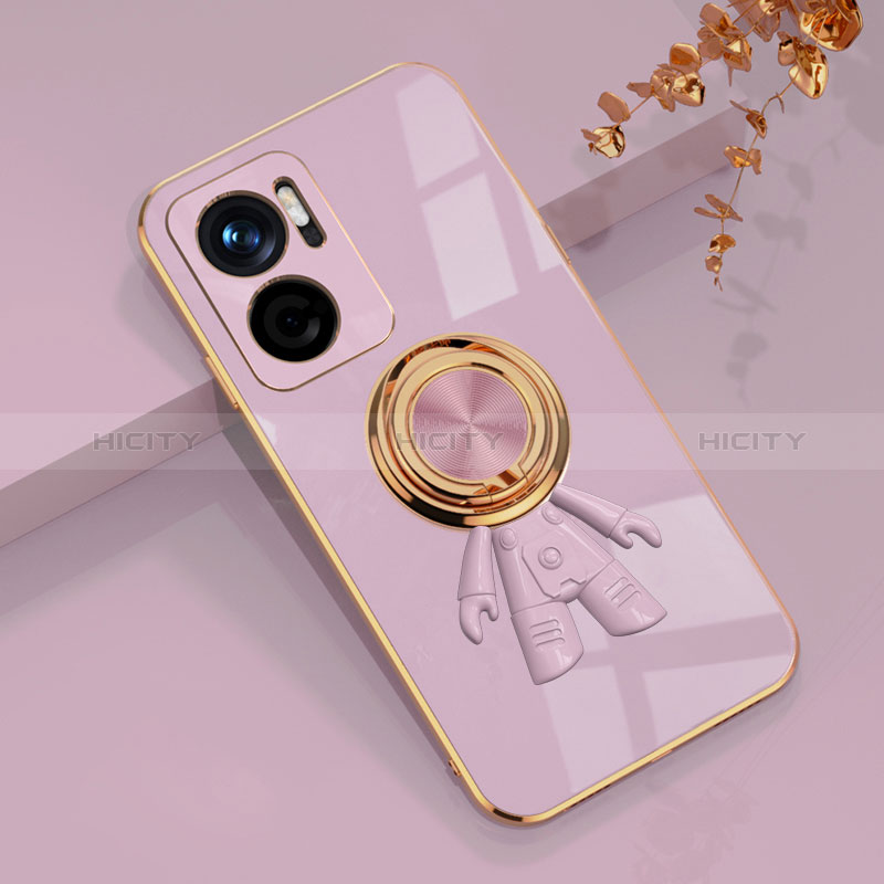 Custodia Silicone Ultra Sottile Morbida Cover con Magnetico Anello Supporto AN1 per Xiaomi Redmi 10 Prime Plus 5G Lavanda