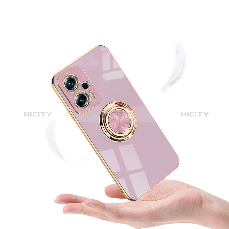 Custodia Silicone Ultra Sottile Morbida Cover con Magnetico Anello Supporto AN1 per Xiaomi Redmi Note 11T Pro+ Plus 5G