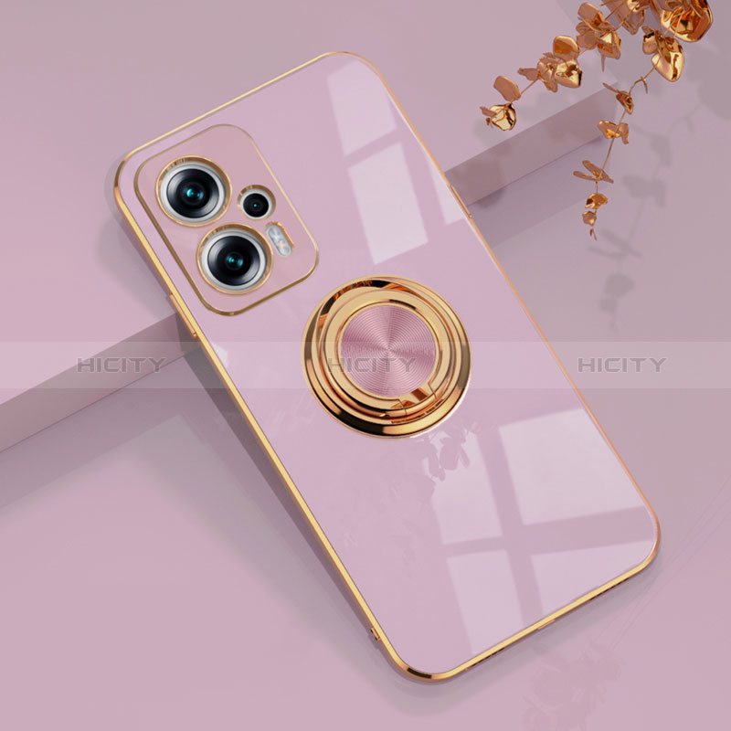 Custodia Silicone Ultra Sottile Morbida Cover con Magnetico Anello Supporto AN1 per Xiaomi Redmi Note 11T Pro+ Plus 5G