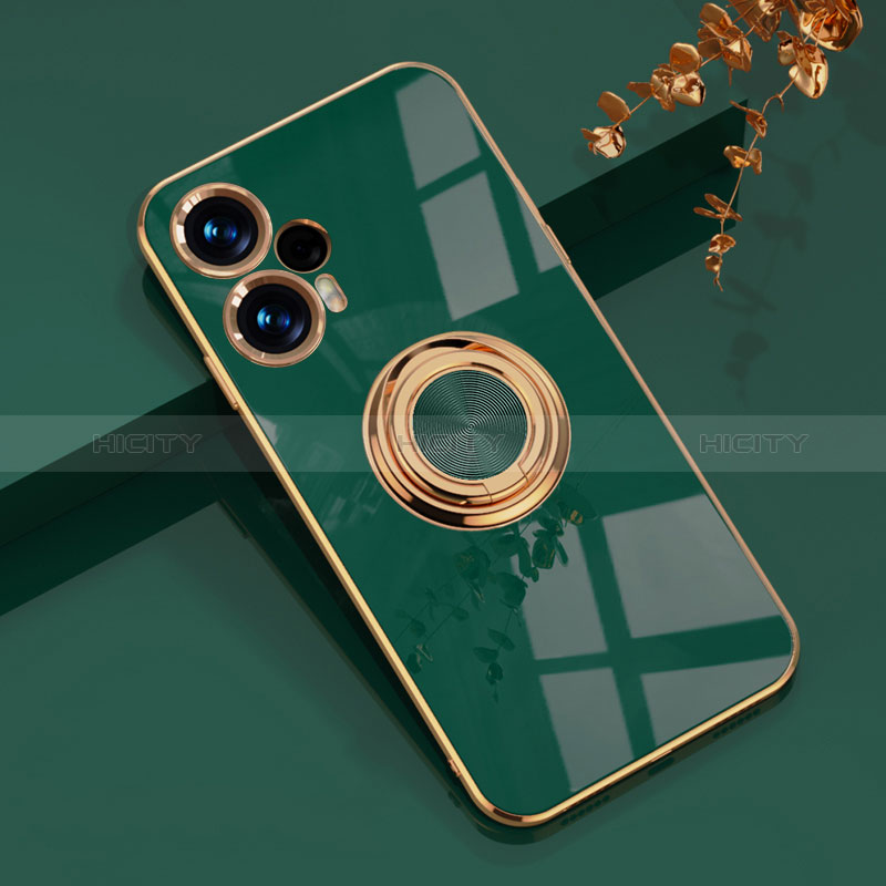 Custodia Silicone Ultra Sottile Morbida Cover con Magnetico Anello Supporto AN1 per Xiaomi Redmi Note 12 Turbo 5G Verde