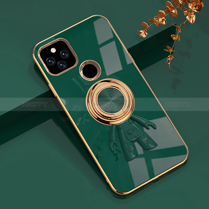 Custodia Silicone Ultra Sottile Morbida Cover con Magnetico Anello Supporto AN2 per Google Pixel 5a 5G Verde