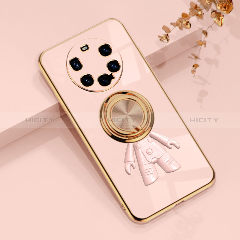 Custodia Silicone Ultra Sottile Morbida Cover con Magnetico Anello Supporto AN2 per Huawei Mate 40 Pro+ Plus