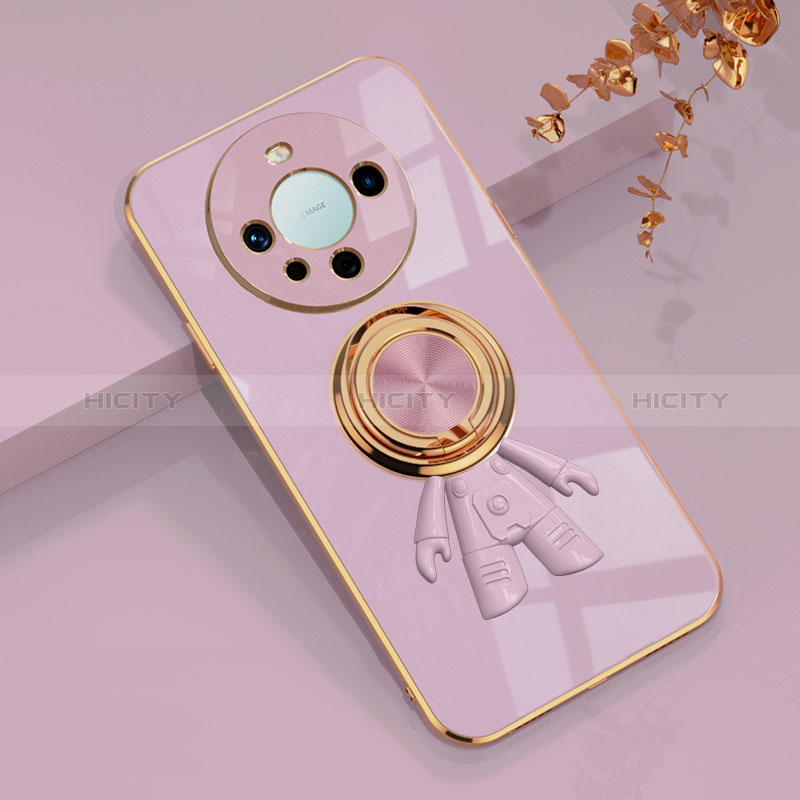 Custodia Silicone Ultra Sottile Morbida Cover con Magnetico Anello Supporto AN2 per Huawei Mate 60