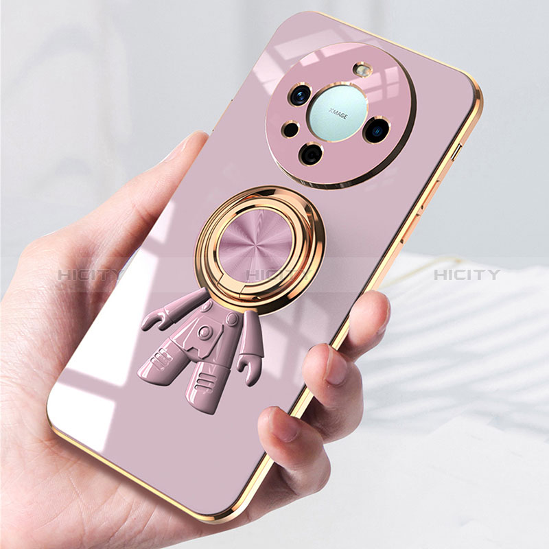 Custodia Silicone Ultra Sottile Morbida Cover con Magnetico Anello Supporto AN2 per Huawei Mate 60 Pro