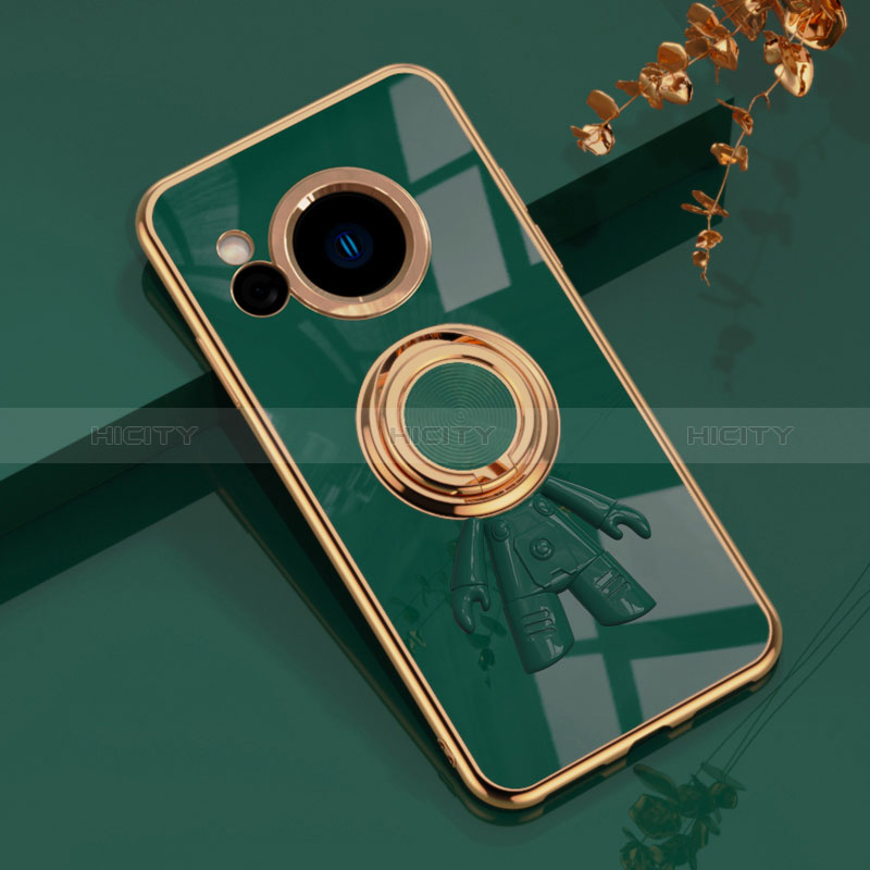 Custodia Silicone Ultra Sottile Morbida Cover con Magnetico Anello Supporto AN2 per Sharp Aquos R8 Verde