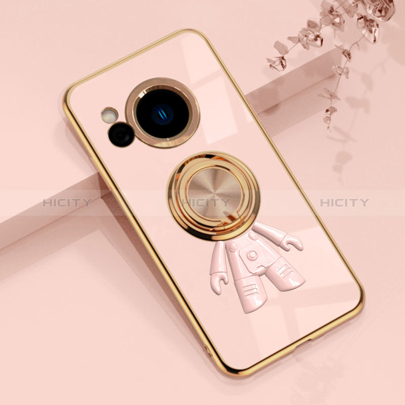 Custodia Silicone Ultra Sottile Morbida Cover con Magnetico Anello Supporto AN2 per Sharp Aquos R8s Oro Rosa