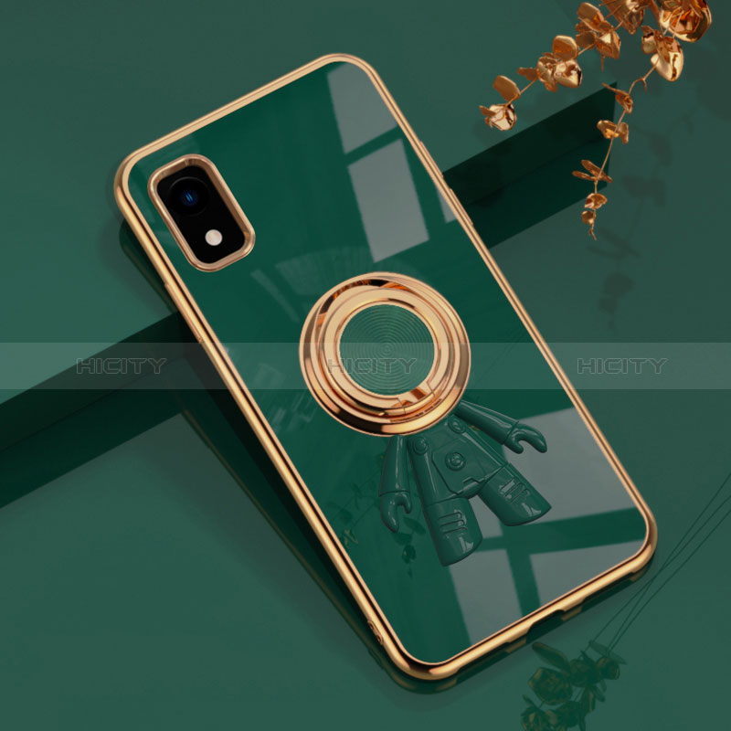 Custodia Silicone Ultra Sottile Morbida Cover con Magnetico Anello Supporto AN2 per Sharp Aquos wish3 Verde