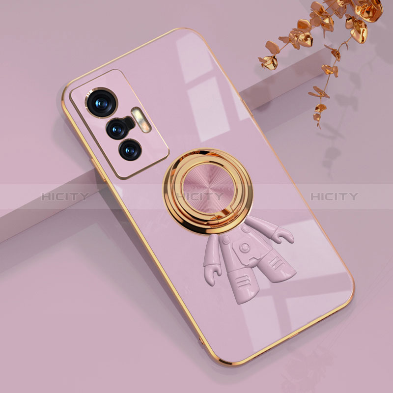 Custodia Silicone Ultra Sottile Morbida Cover con Magnetico Anello Supporto AN2 per Vivo X70 Pro 5G Lavanda