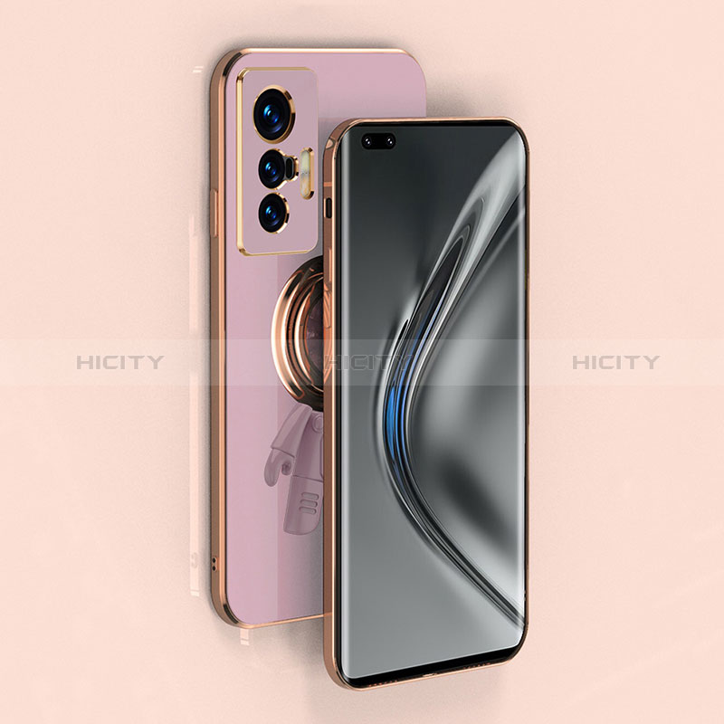 Custodia Silicone Ultra Sottile Morbida Cover con Magnetico Anello Supporto AN2 per Vivo X70 Pro+ Plus 5G