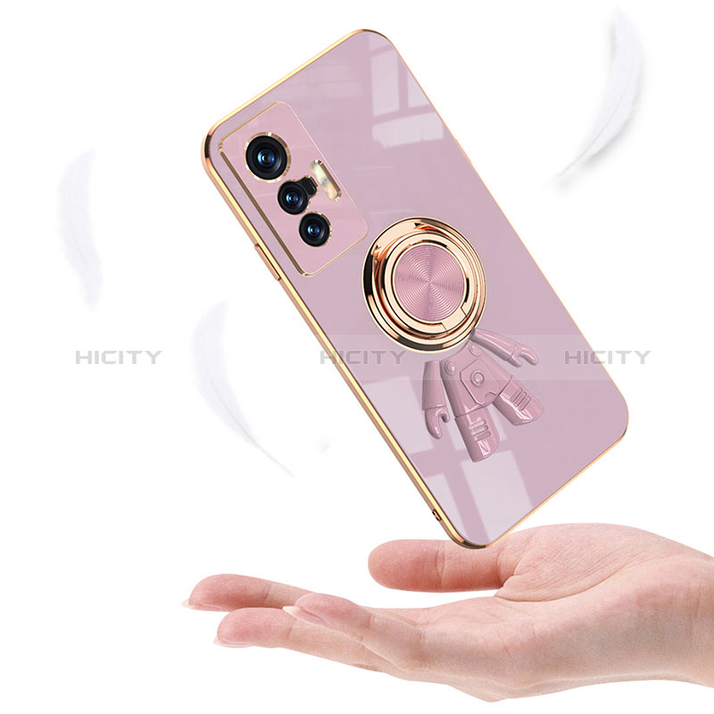 Custodia Silicone Ultra Sottile Morbida Cover con Magnetico Anello Supporto AN2 per Vivo X70t