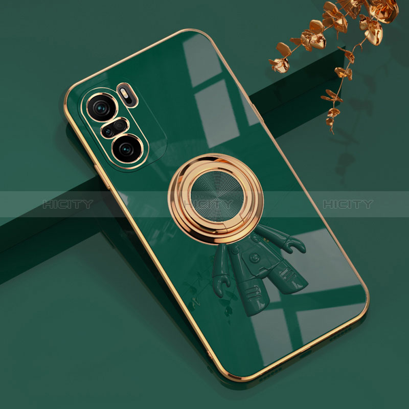 Custodia Silicone Ultra Sottile Morbida Cover con Magnetico Anello Supporto AN2 per Xiaomi Mi 11X 5G Verde