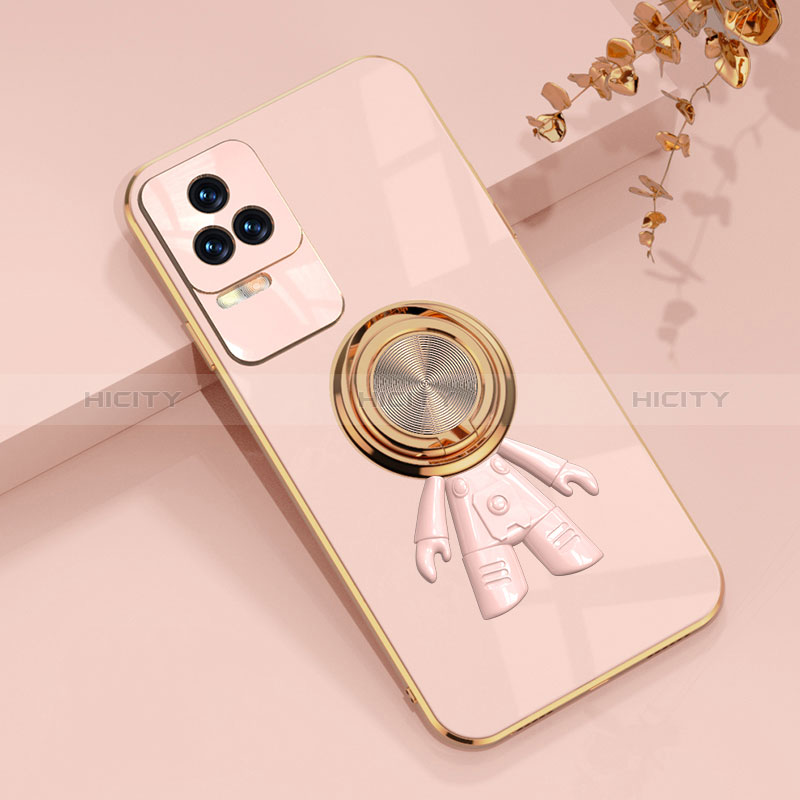 Custodia Silicone Ultra Sottile Morbida Cover con Magnetico Anello Supporto AN2 per Xiaomi Poco F4 5G Rosa