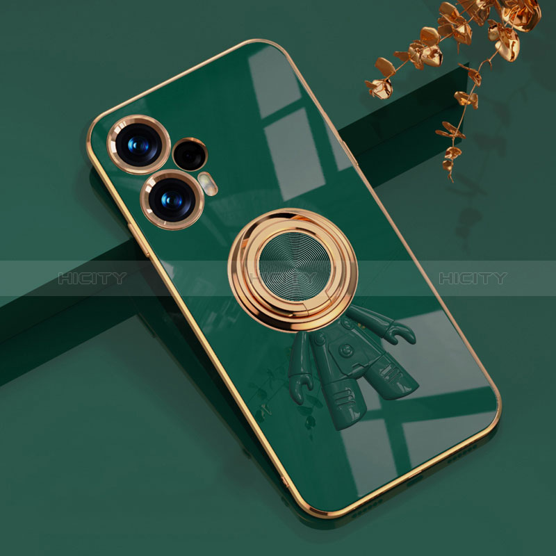 Custodia Silicone Ultra Sottile Morbida Cover con Magnetico Anello Supporto AN2 per Xiaomi Poco F5 5G Verde