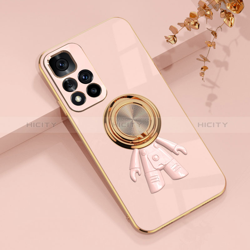 Custodia Silicone Ultra Sottile Morbida Cover con Magnetico Anello Supporto AN2 per Xiaomi Poco M4 Pro 5G