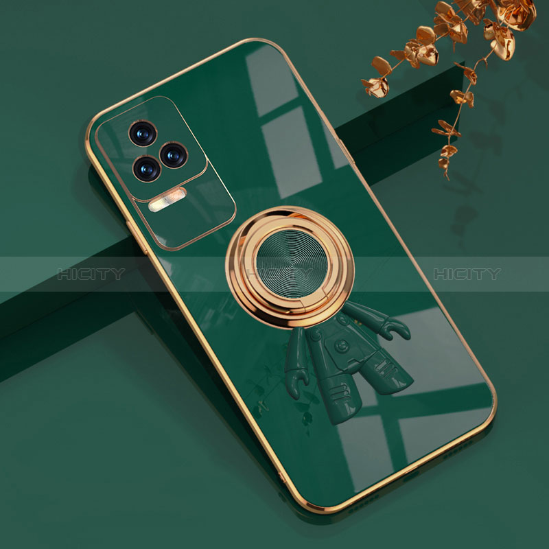 Custodia Silicone Ultra Sottile Morbida Cover con Magnetico Anello Supporto AN2 per Xiaomi Redmi K50 5G Verde